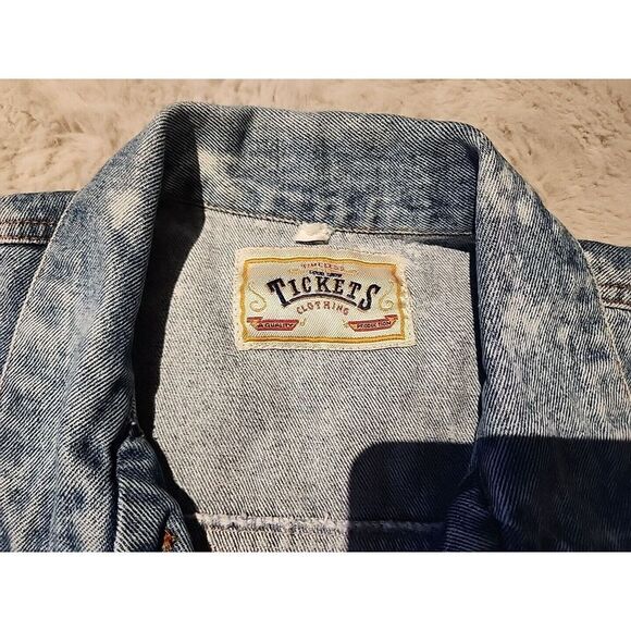 Vintage Tickets Light Blue Denim Jean Vest Size 3 Faded White Washed - Picture 4 of 5